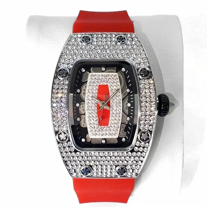 2025 Hot Selling Green Watch For Women Fashion Tonneau Quartz Clock Ladies Elegant Iced Diamond Jewelry Wrist Watch Girl Gift luxecrown.co.uk
