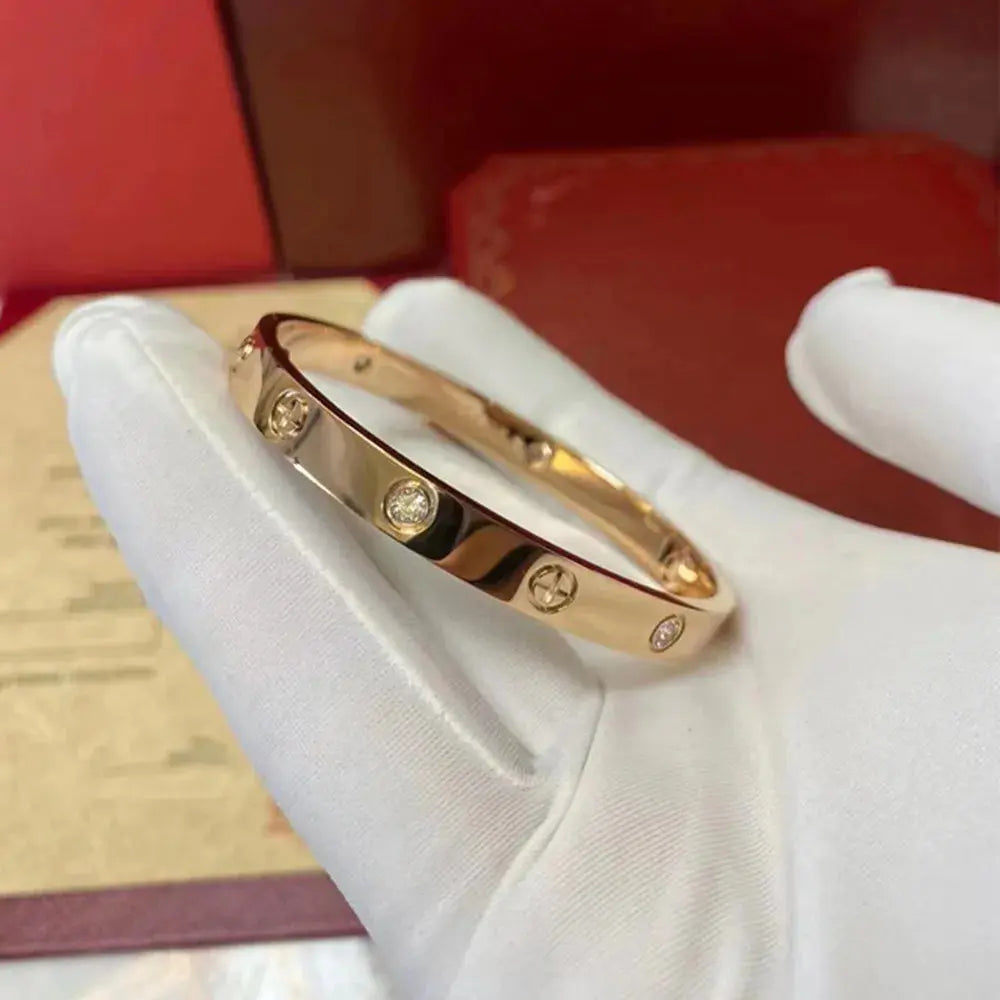 2025 New Design Gold Color Zircon And Cross Nut Nail Bracelet Gold & Bangle For Woman Stainless Steel Screw Brand Jewelry Streetsharks