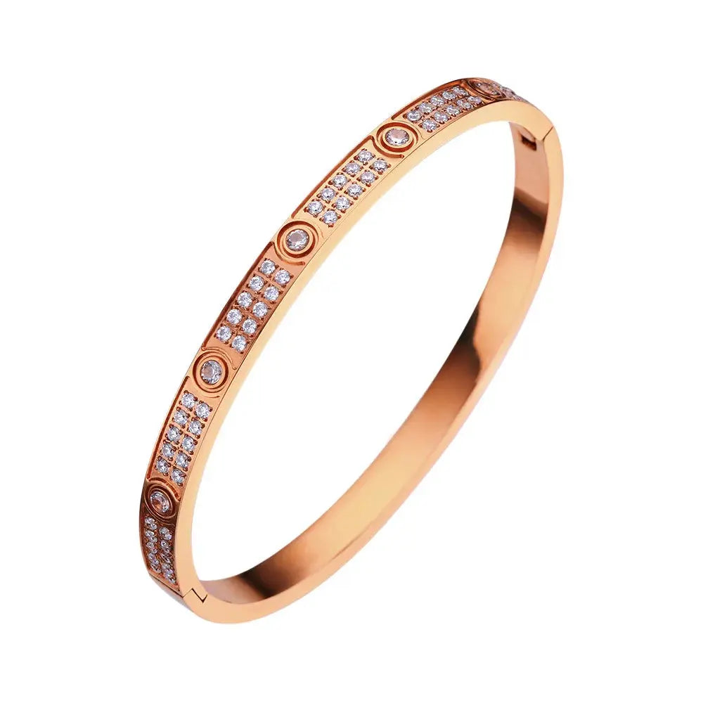 2025 New Design Gold Color Zircon And Cross Nut Nail Bracelet Gold & Bangle For Woman Stainless Steel Screw Brand Jewelry Streetsharks