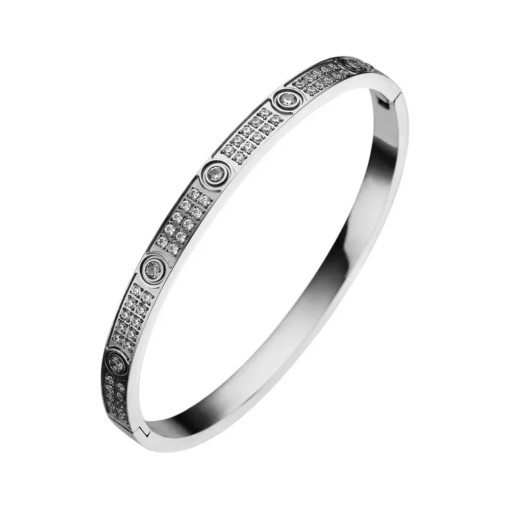 2025 New Design Gold Color Zircon And Cross Nut Nail Bracelet Gold & Bangle For Woman Stainless Steel Screw Brand Jewelry Streetsharks