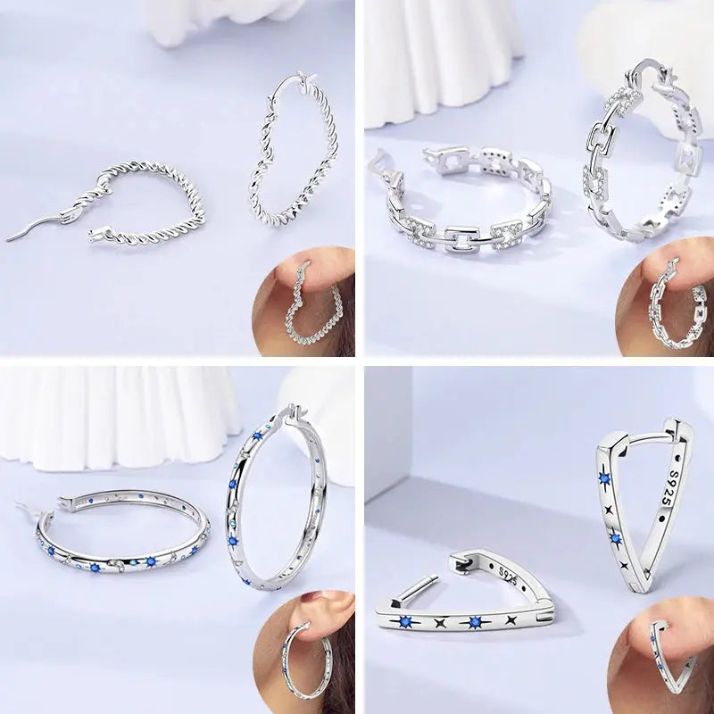 2025 Original 925 Sterling Silver Hoop Earring Zirconia Irregularity Stud Earring For Women Engagement Birthday Jewelry Gift Streetsharks