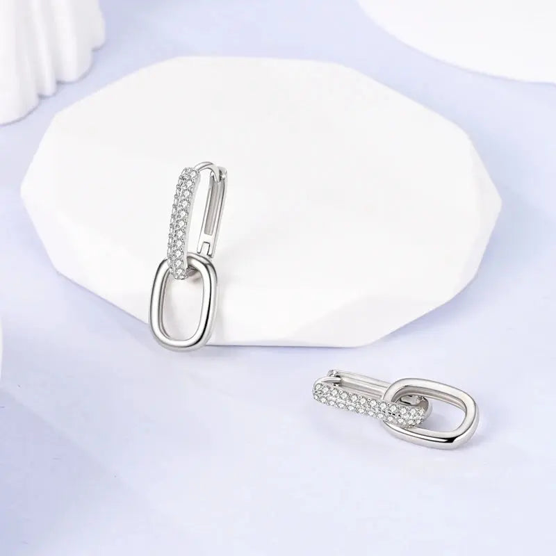 2025 Original 925 Sterling Silver Hoop Earring Zirconia Irregularity Stud Earring For Women Engagement Birthday Jewelry Gift Streetsharks