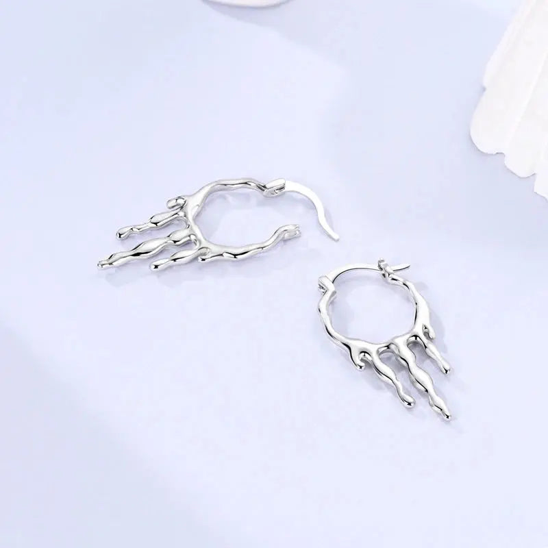 2025 Original 925 Sterling Silver Hoop Earring Zirconia Irregularity Stud Earring For Women Engagement Birthday Jewelry Gift Streetsharks