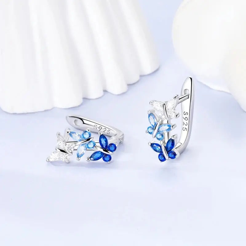 2025 Original 925 Sterling Silver Hoop Earring Zirconia Irregularity Stud Earring For Women Engagement Birthday Jewelry Gift Streetsharks