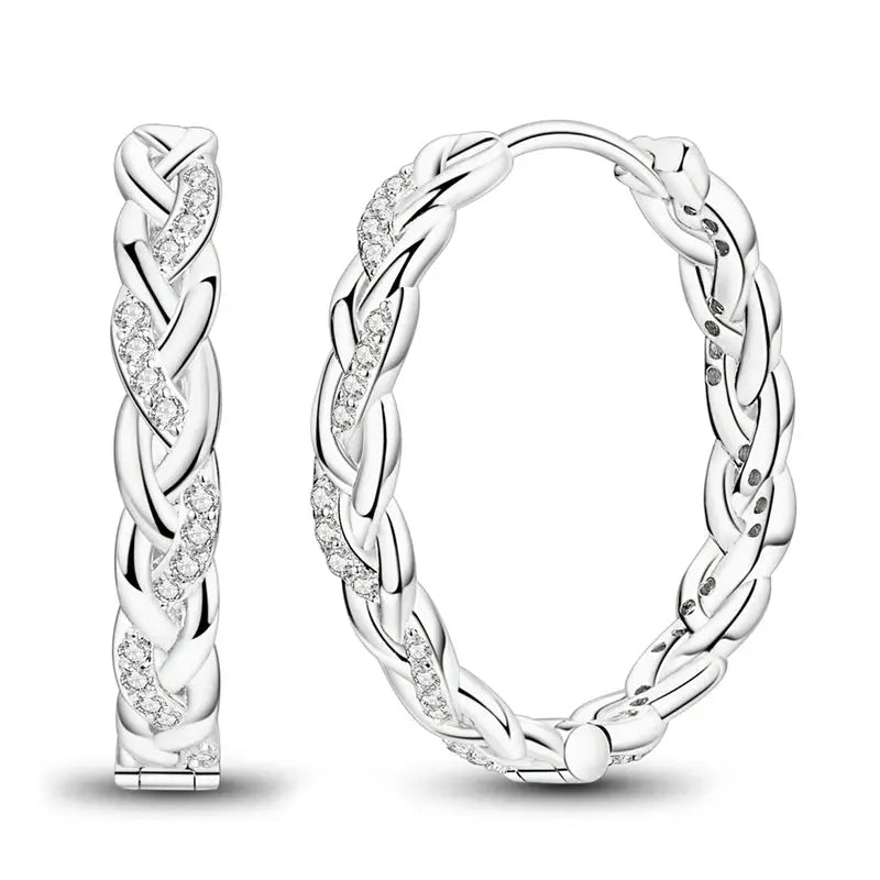2025 Original 925 Sterling Silver Hoop Earring Zirconia Irregularity Stud Earring For Women Engagement Birthday Jewelry Gift Streetsharks
