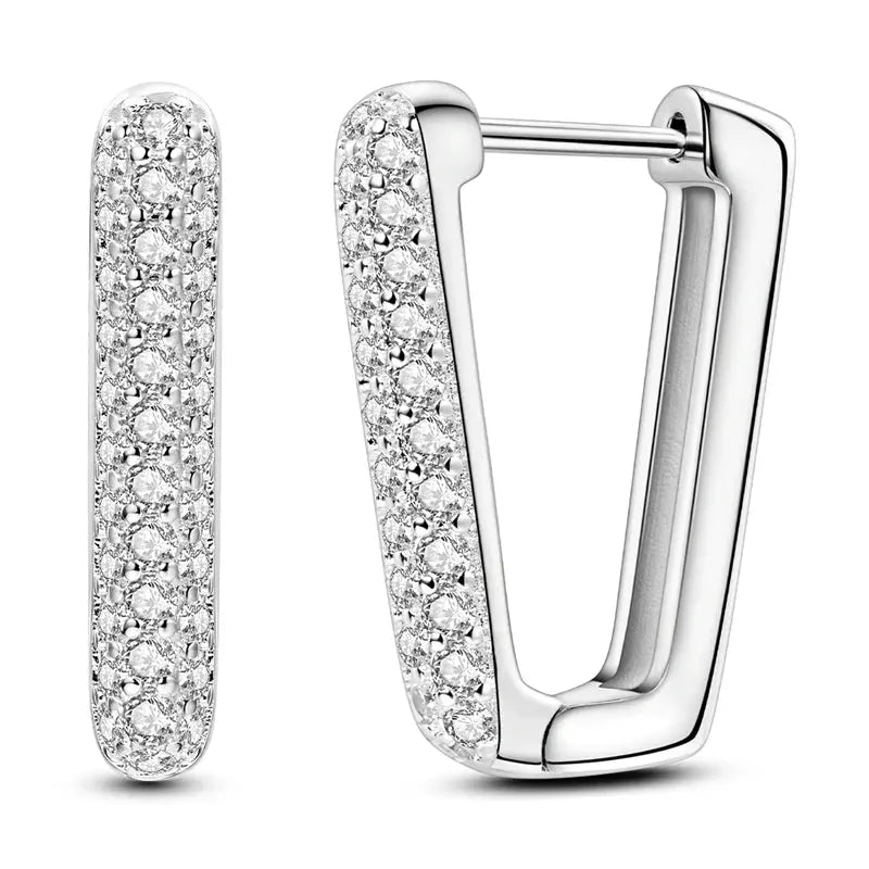 2025 Original 925 Sterling Silver Hoop Earring Zirconia Irregularity Stud Earring For Women Engagement Birthday Jewelry Gift Streetsharks