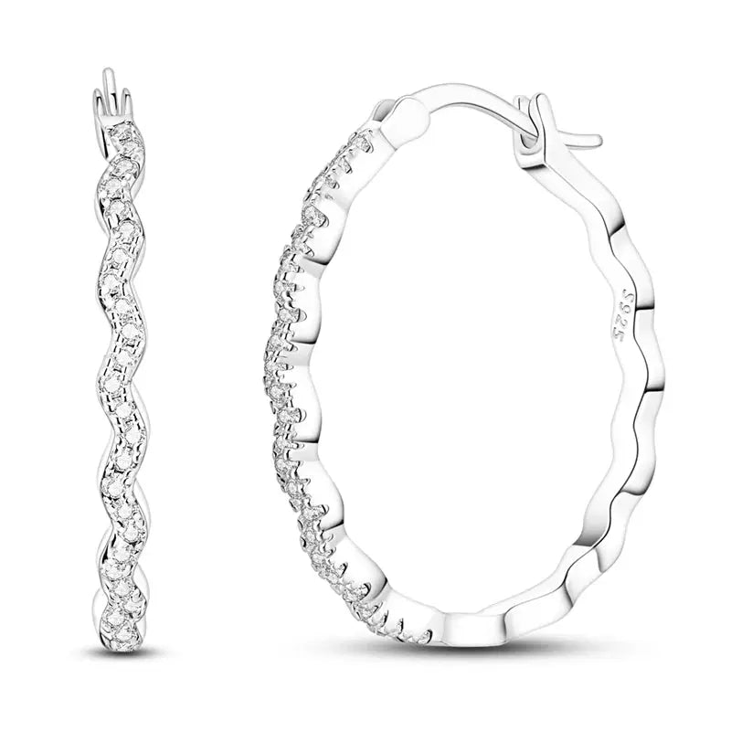 2025 Original 925 Sterling Silver Hoop Earring Zirconia Irregularity Stud Earring For Women Engagement Birthday Jewelry Gift Streetsharks