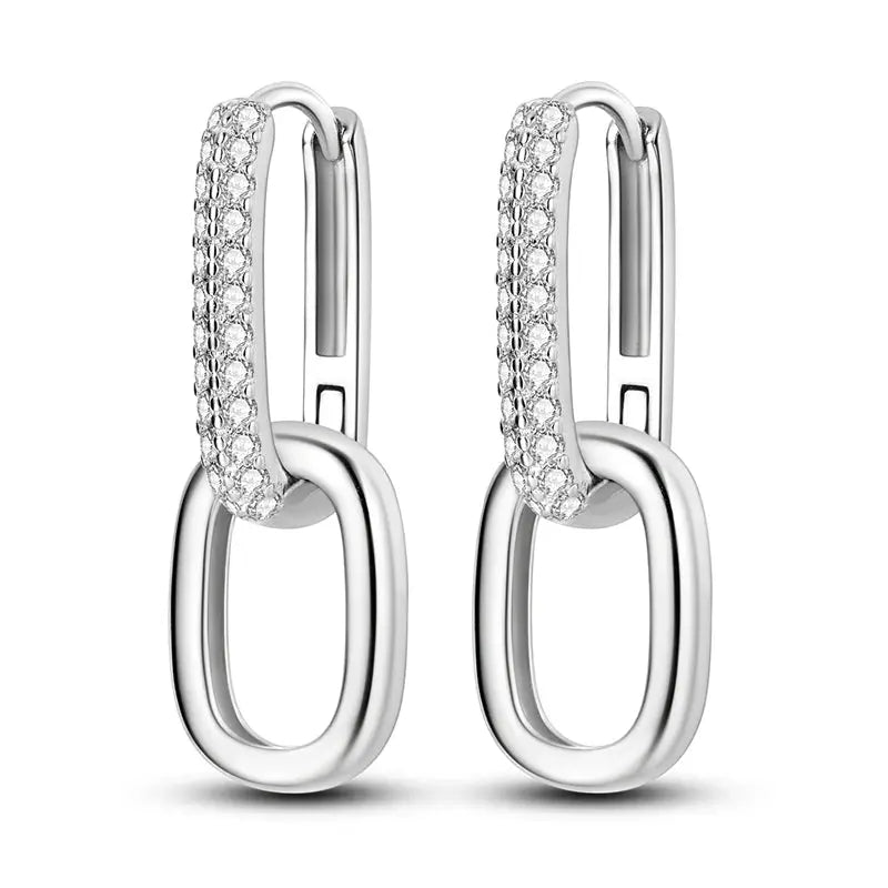 2025 Original 925 Sterling Silver Hoop Earring Zirconia Irregularity Stud Earring For Women Engagement Birthday Jewelry Gift Streetsharks