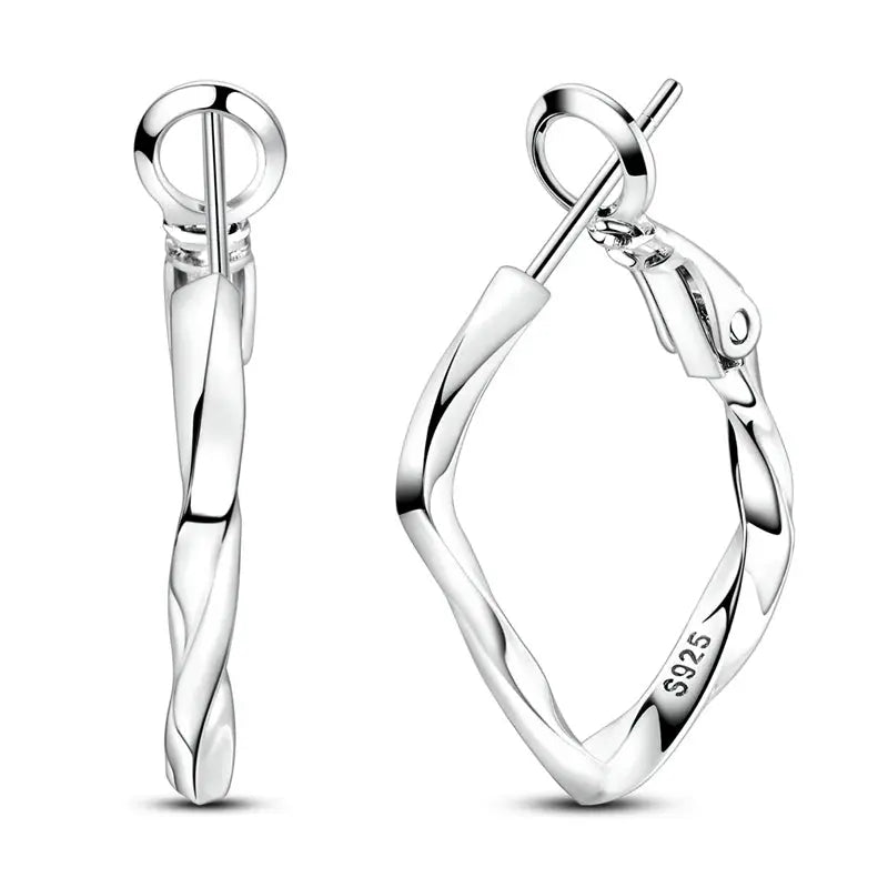 2025 Original 925 Sterling Silver Hoop Earring Zirconia Irregularity Stud Earring For Women Engagement Birthday Jewelry Gift Streetsharks