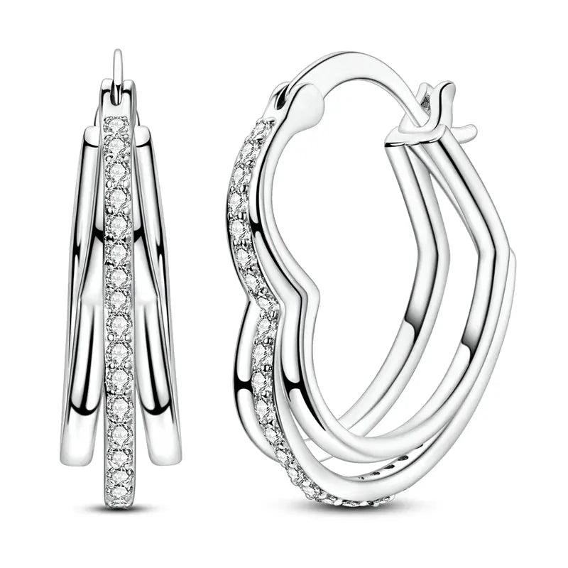 2025 Original 925 Sterling Silver Hoop Earring Zirconia Irregularity Stud Earring For Women Engagement Birthday Jewelry Gift Streetsharks