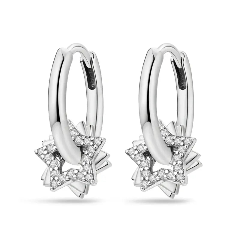2025 Original 925 Sterling Silver Hoop Earring Zirconia Irregularity Stud Earring For Women Engagement Birthday Jewelry Gift Streetsharks