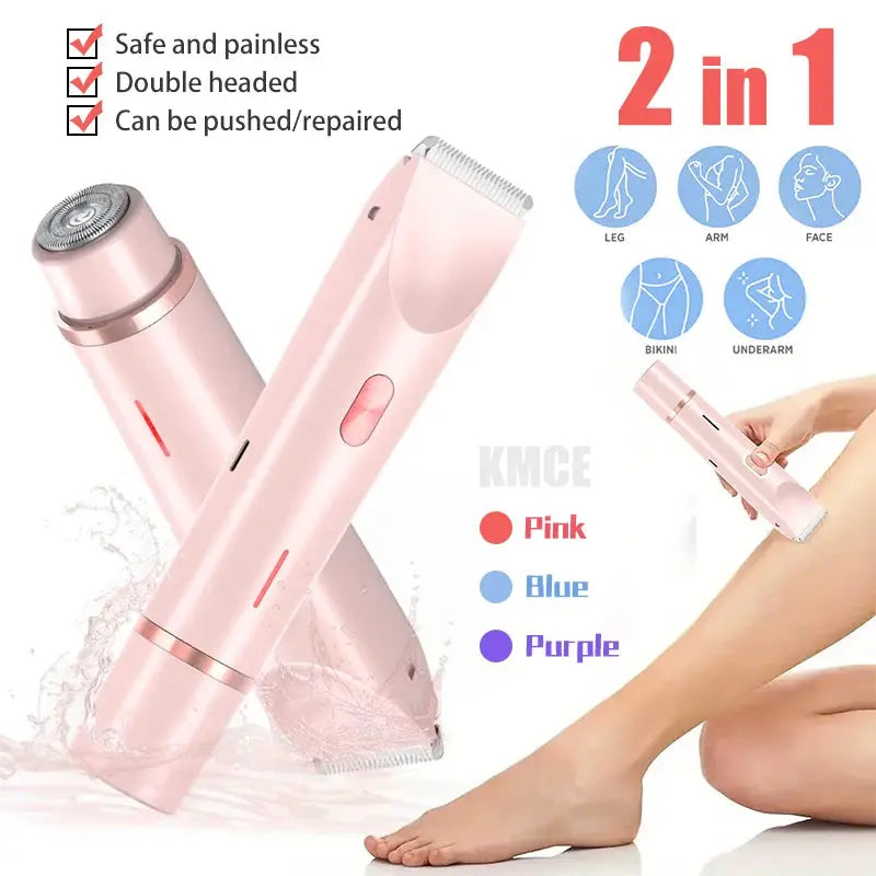2025 Waterproof Rechargeable Electric Shaver Mini Women Bikini Trimmer Body Hair Remover Mini Double Headed Electric Epilator luxecrown.co.uk