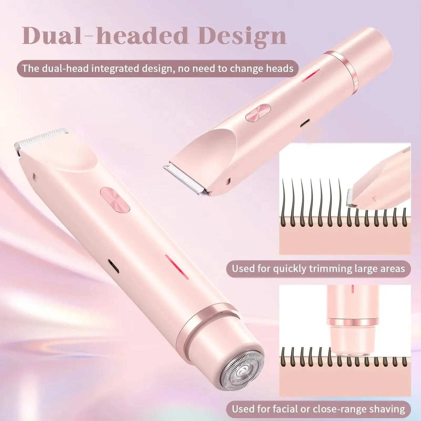 2025 Waterproof Rechargeable Electric Shaver Mini Women Bikini Trimmer Body Hair Remover Mini Double Headed Electric Epilator luxecrown.co.uk