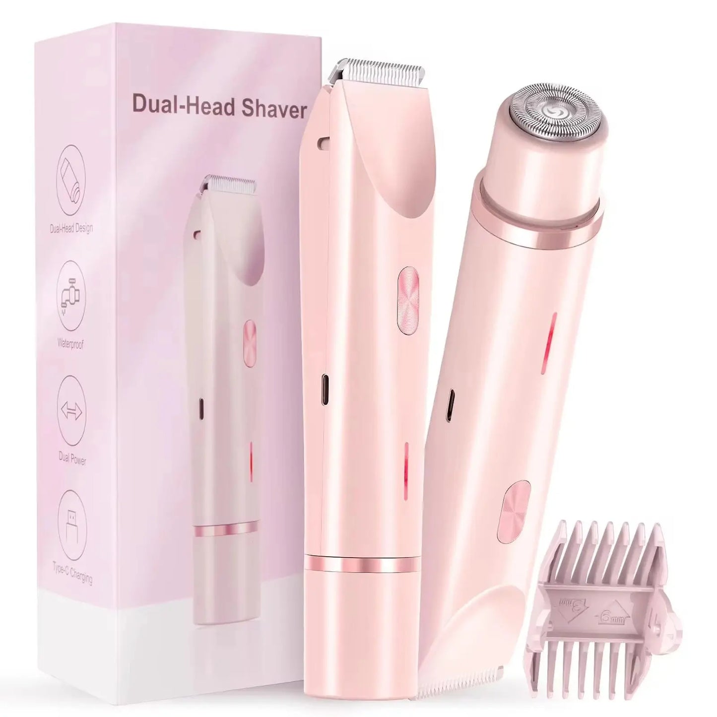 2025 Waterproof Rechargeable Electric Shaver Mini Women Bikini Trimmer Body Hair Remover Mini Double Headed Electric Epilator luxecrown.co.uk