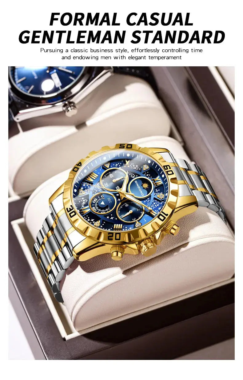 2026 Men Watch Light Luxury Business Steel Belt Moonphase Starry Night Light Waterproof Men's Fashion Quartz Clock Watches Gift luxecrown.co.uk