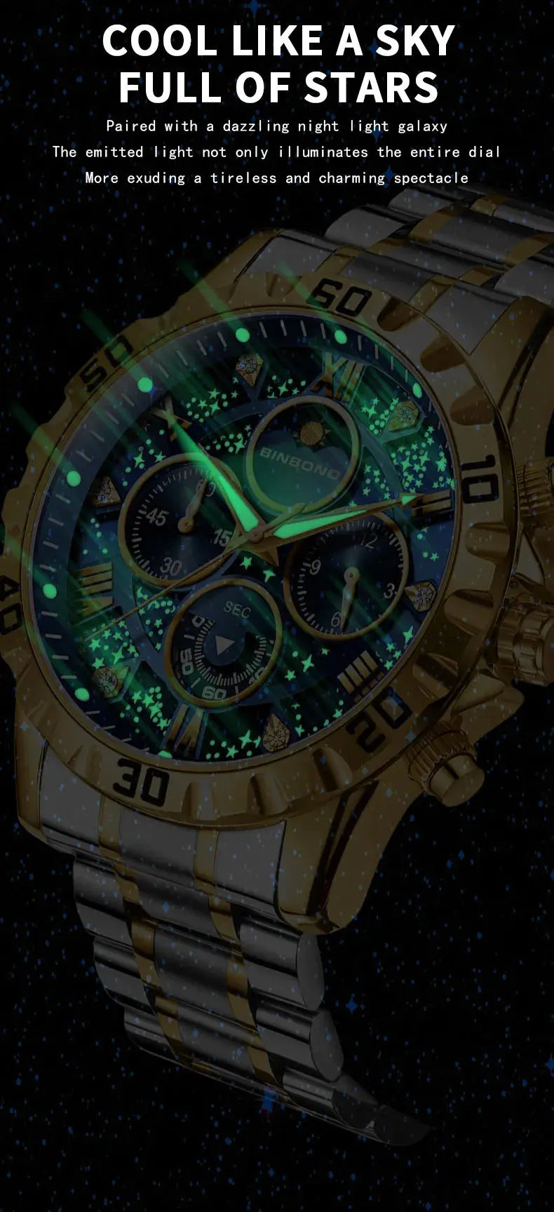 2026 Men Watch Light Luxury Business Steel Belt Moonphase Starry Night Light Waterproof Men's Fashion Quartz Clock Watches Gift luxecrown.co.uk