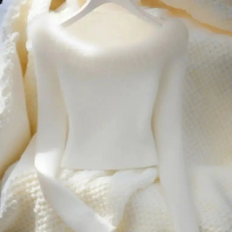 2026 New Autumn Winter Women Long Fur Collar Sleeve Knitted Sweaters Elastic Slim Solid Multi Color Short Pullover Tops luxecrown.co.uk