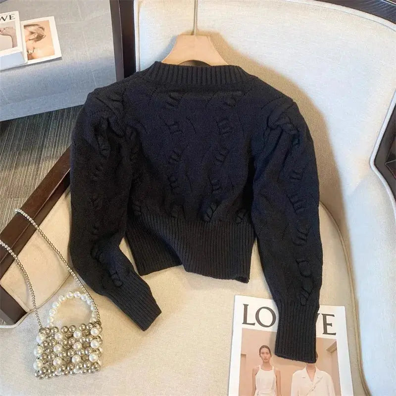2026 New Autumn Winter Women O-neck Long Sleeve Knitted Sweaters Hollow Out Knitwear Crochet Solid Color Short Pullover Tops luxecrown.co.uk
