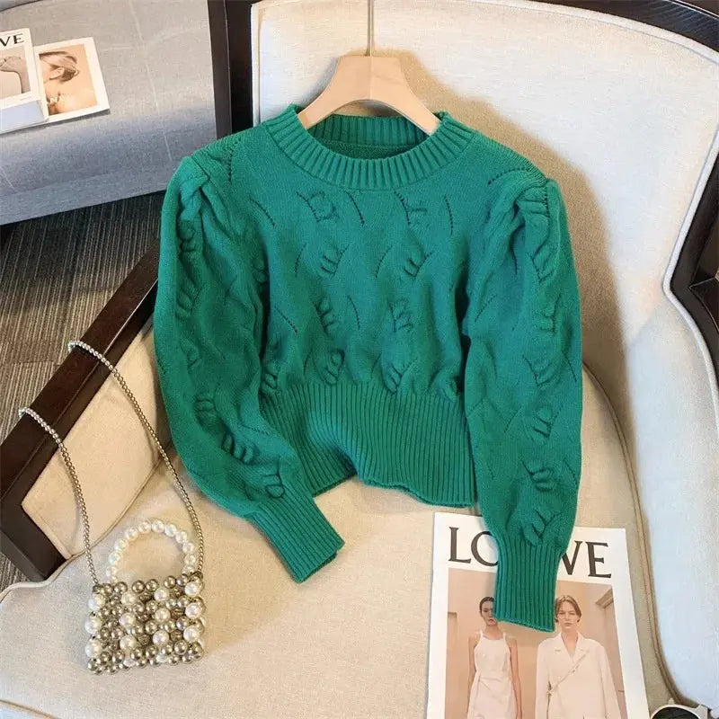 2026 New Autumn Winter Women O-neck Long Sleeve Knitted Sweaters Hollow Out Knitwear Crochet Solid Color Short Pullover Tops luxecrown.co.uk
