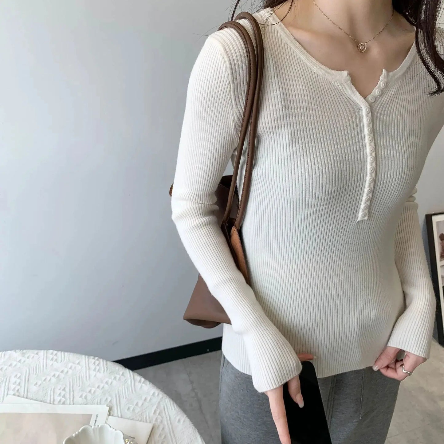 2026 Spring Autumn Basic Sweaters Knitted Women Sweater Button O-neck Pullovers Female Pullover Slim Solid Bold Stripes Tops luxecrown.co.uk