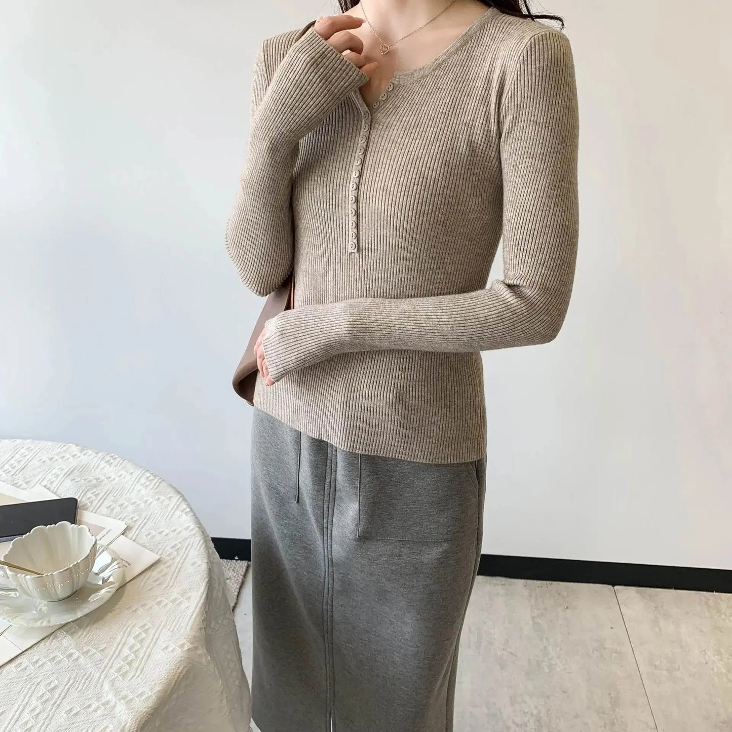 2026 Spring Autumn Basic Sweaters Knitted Women Sweater Button O-neck Pullovers Female Pullover Slim Solid Bold Stripes Tops luxecrown.co.uk