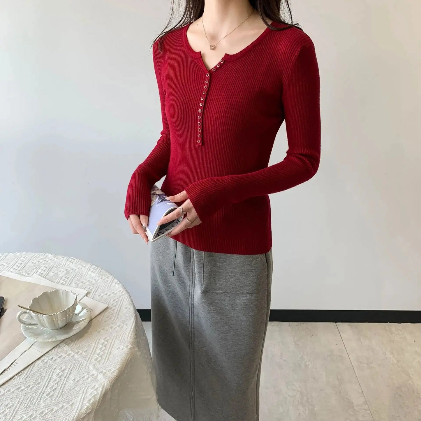 2026 Spring Autumn Basic Sweaters Knitted Women Sweater Button O-neck Pullovers Female Pullover Slim Solid Bold Stripes Tops luxecrown.co.uk