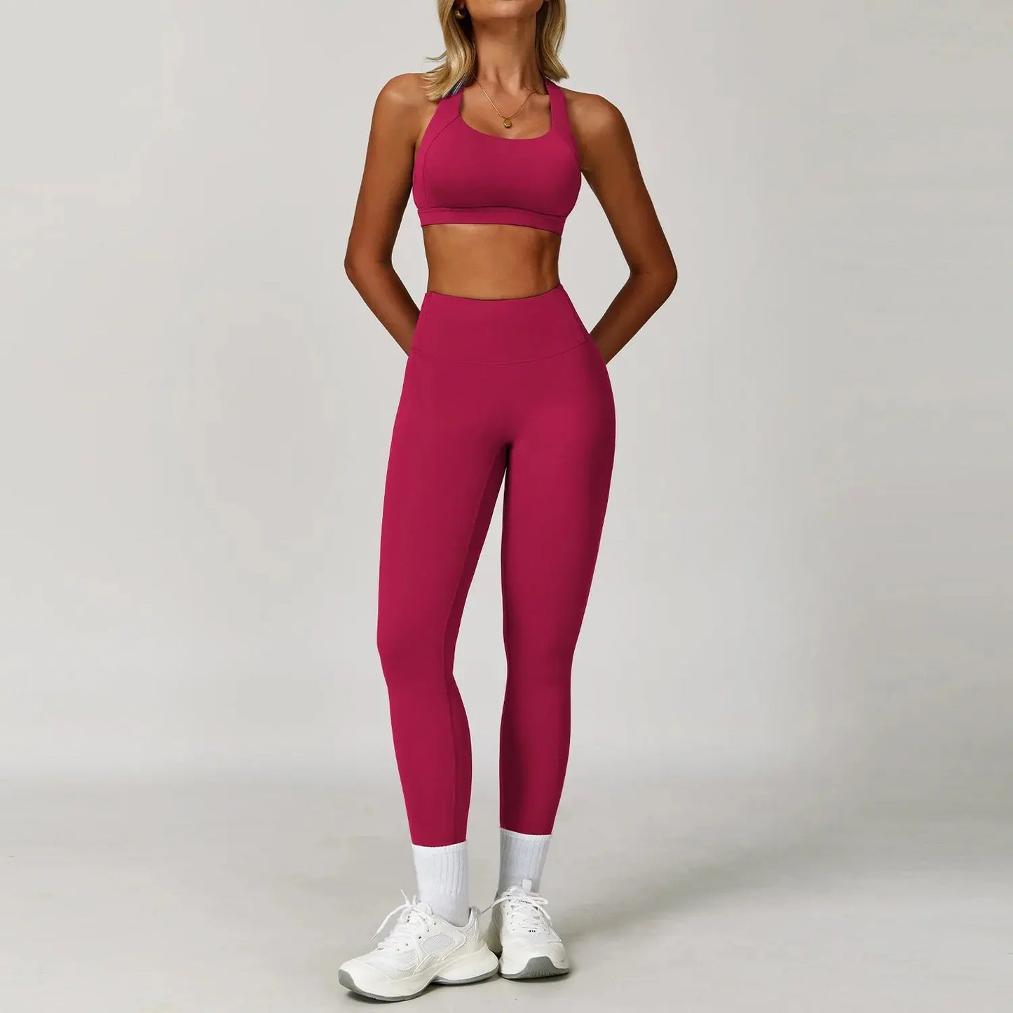 2PCS Fitness Suit Women's Tracksuit Yoga Sets Sportswear Workout Clothes Sports Bra High Waist Leggings Gym Clothing Sports Suit luxecrown.co.uk