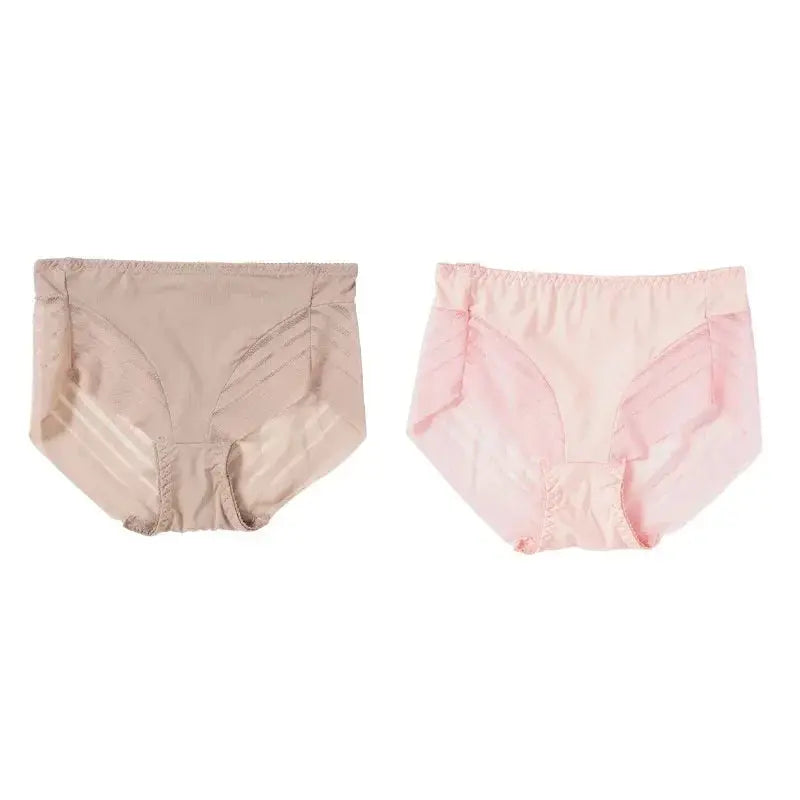 2PCS High Waist Briefs Women Seamless Panties Transparent Mesh High Elastic Tummy Control Underwear Female Lingere Underpant Streetsharks