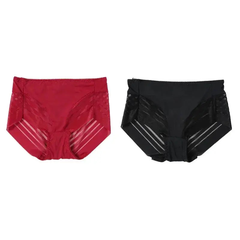 2PCS High Waist Briefs Women Seamless Panties Transparent Mesh High Elastic Tummy Control Underwear Female Lingere Underpant Streetsharks