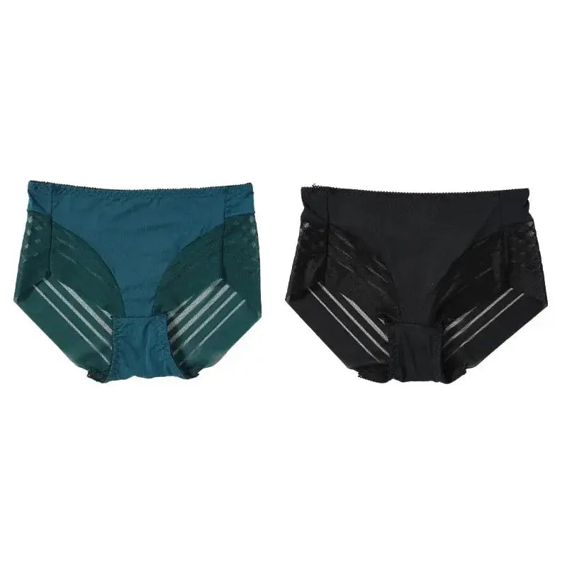2PCS High Waist Briefs Women Seamless Panties Transparent Mesh High Elastic Tummy Control Underwear Female Lingere Underpant Streetsharks