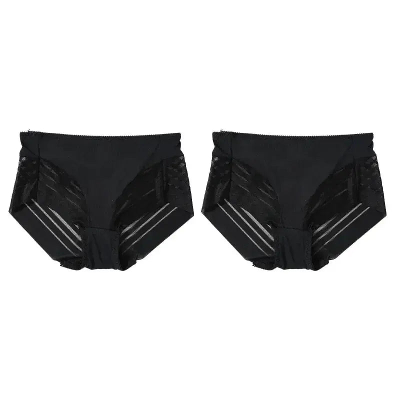 2PCS High Waist Briefs Women Seamless Panties Transparent Mesh High Elastic Tummy Control Underwear Female Lingere Underpant Streetsharks