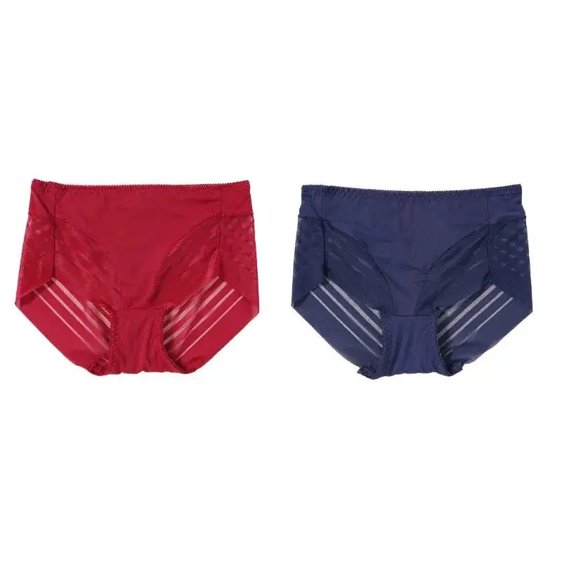 2PCS High Waist Briefs Women Seamless Panties Transparent Mesh High Elastic Tummy Control Underwear Female Lingere Underpant Streetsharks