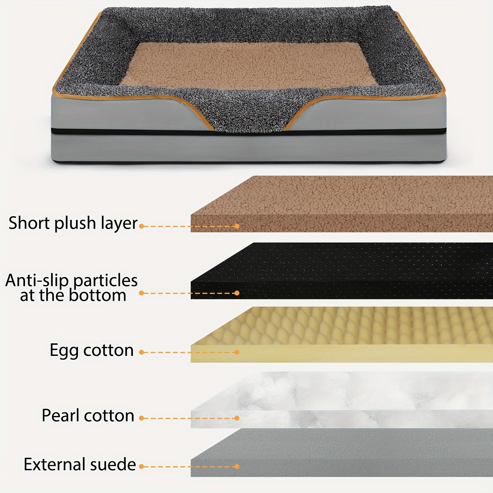 Memory Foam Orthopedic Dog Bed Mat with Waterproof, Breathable cover - Rectangle Pet Bed with Non-Skid Bottom and Cotton Fill, for Large Dogs - Removable, Washable, with Plush Top Layer DT Streetsharks