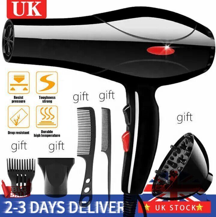 2200W Professional Style Hair Dryer Nozzle Concentrator Blower Pro Salon Heat UK StreetSharks