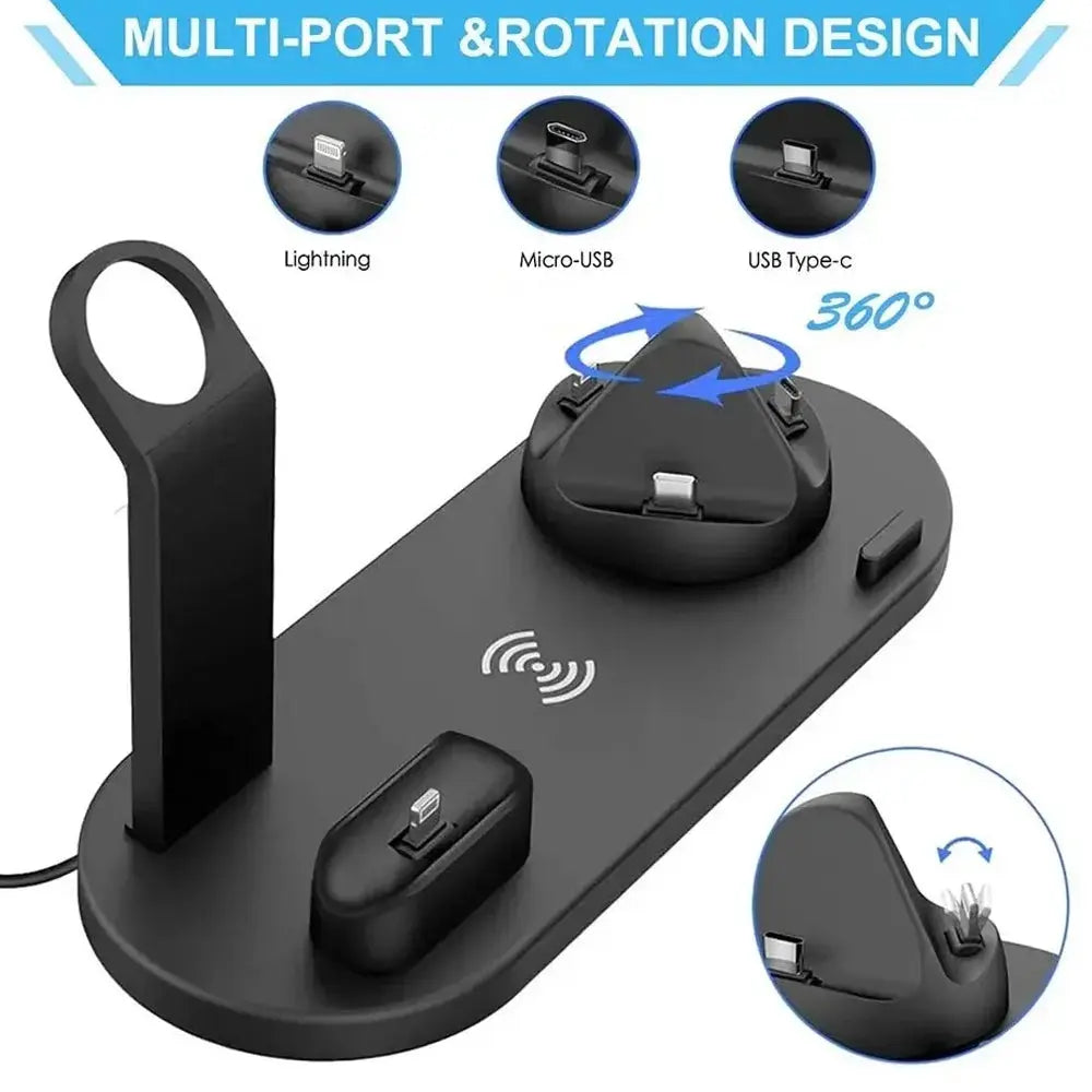30W 6 in 1 Wireless Charger Stand Pad For iPhone 15 14 13 12 X Apple Watch Fast Charging Dock Station for Airpods Pro iWatch 7 Streetsharks