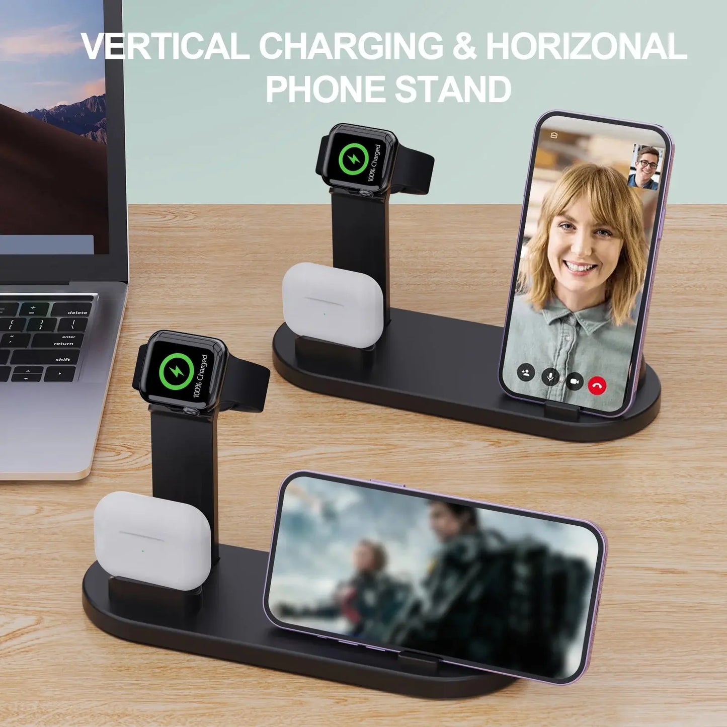 30W 6 in 1 Wireless Charger Stand Pad For iPhone 15 14 13 12 X Apple Watch Fast Charging Dock Station for Airpods Pro iWatch 7 Streetsharks