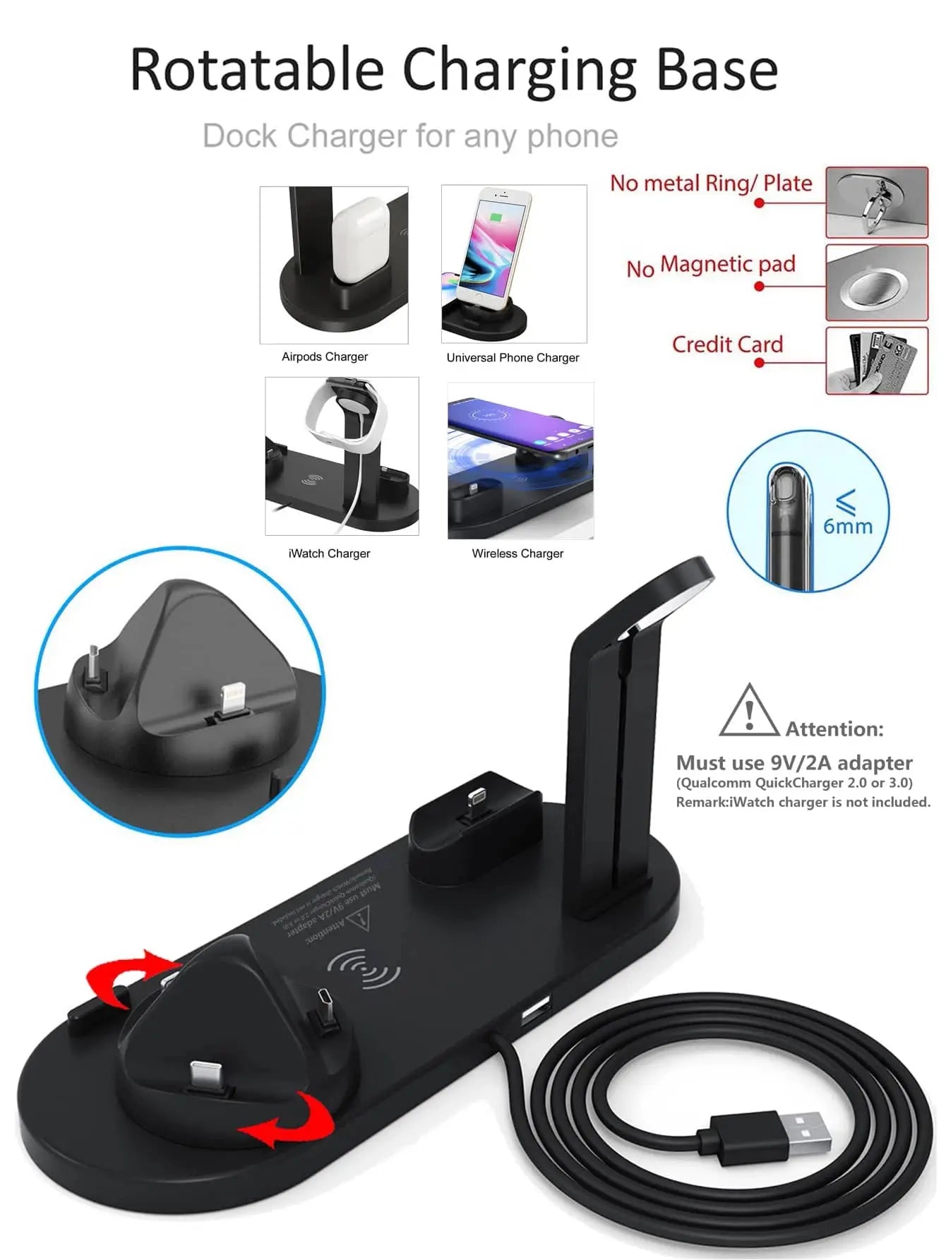 30W 6 in 1 Wireless Charger Stand Pad For iPhone 15 14 13 12 X Apple Watch Fast Charging Dock Station for Airpods Pro iWatch 7 Streetsharks