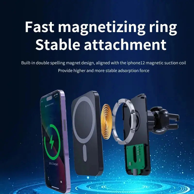 30W Magnetic Car Wireless Charger For iPhone 15 14 13 12 Pro Max Mini Macsafe Car Phone Holder Stand Mount Fast Charging Station luxecrown.co.uk