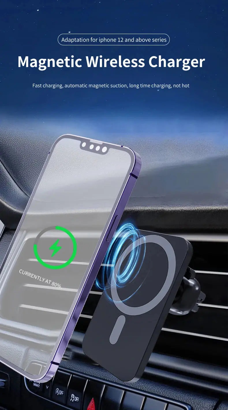 30W Magnetic Car Wireless Charger For iPhone 15 14 13 12 Pro Max Mini Macsafe Car Phone Holder Stand Mount Fast Charging Station luxecrown.co.uk