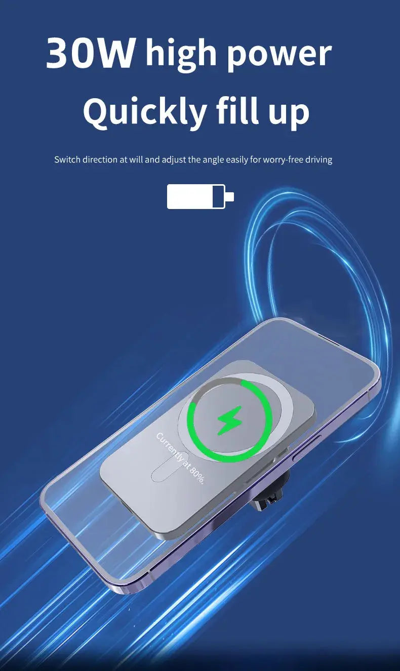 30W Magnetic Car Wireless Charger For iPhone 15 14 13 12 Pro Max Mini Macsafe Car Phone Holder Stand Mount Fast Charging Station luxecrown.co.uk
