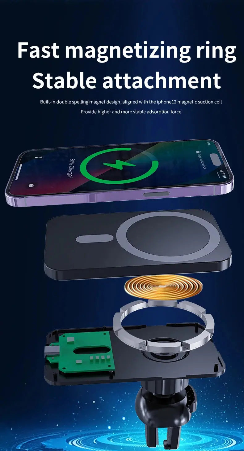 30W Magnetic Car Wireless Charger For iPhone 15 14 13 12 Pro Max Mini Macsafe Car Phone Holder Stand Mount Fast Charging Station luxecrown.co.uk