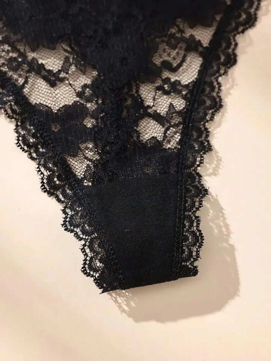 3Pcs Sexy Lace Women Thongs Transparent Women Panties Sexy Underwear Solid Floral G-String Size XS-XL Female Underpants Lingerie luxecrown.co.uk