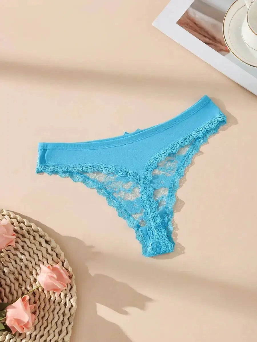 3Pcs Sexy Lace Women Thongs Transparent Women Panties Sexy Underwear Solid Floral G-String Size XS-XL Female Underpants Lingerie luxecrown.co.uk