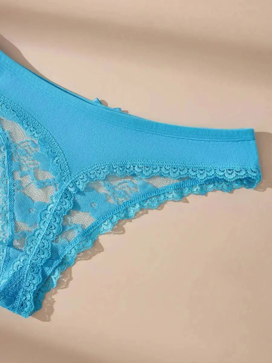 3Pcs Sexy Lace Women Thongs Transparent Women Panties Sexy Underwear Solid Floral G-String Size XS-XL Female Underpants Lingerie luxecrown.co.uk