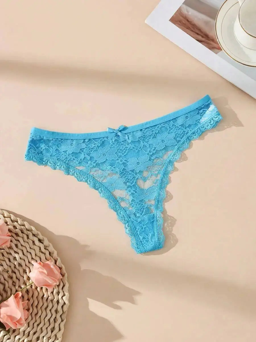 3Pcs Sexy Lace Women Thongs Transparent Women Panties Sexy Underwear Solid Floral G-String Size XS-XL Female Underpants Lingerie luxecrown.co.uk