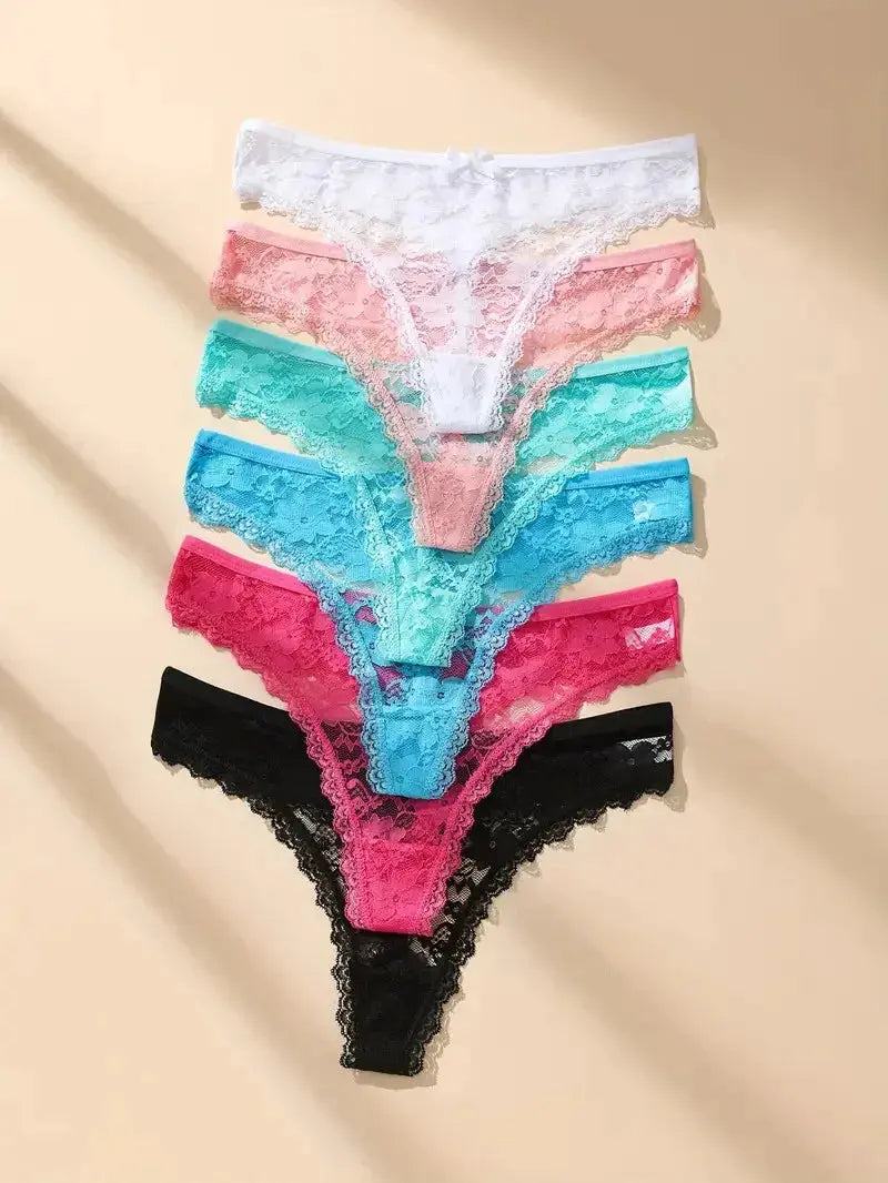 3Pcs Sexy Lace Women Thongs Transparent Women Panties Sexy Underwear Solid Floral G-String Size XS-XL Female Underpants Lingerie luxecrown.co.uk