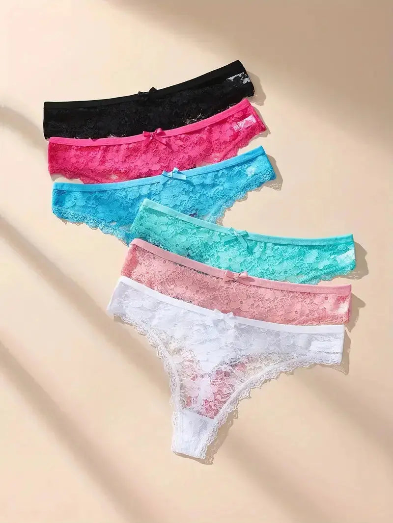 3Pcs Sexy Lace Women Thongs Transparent Women Panties Sexy Underwear Solid Floral G-String Size XS-XL Female Underpants Lingerie luxecrown.co.uk