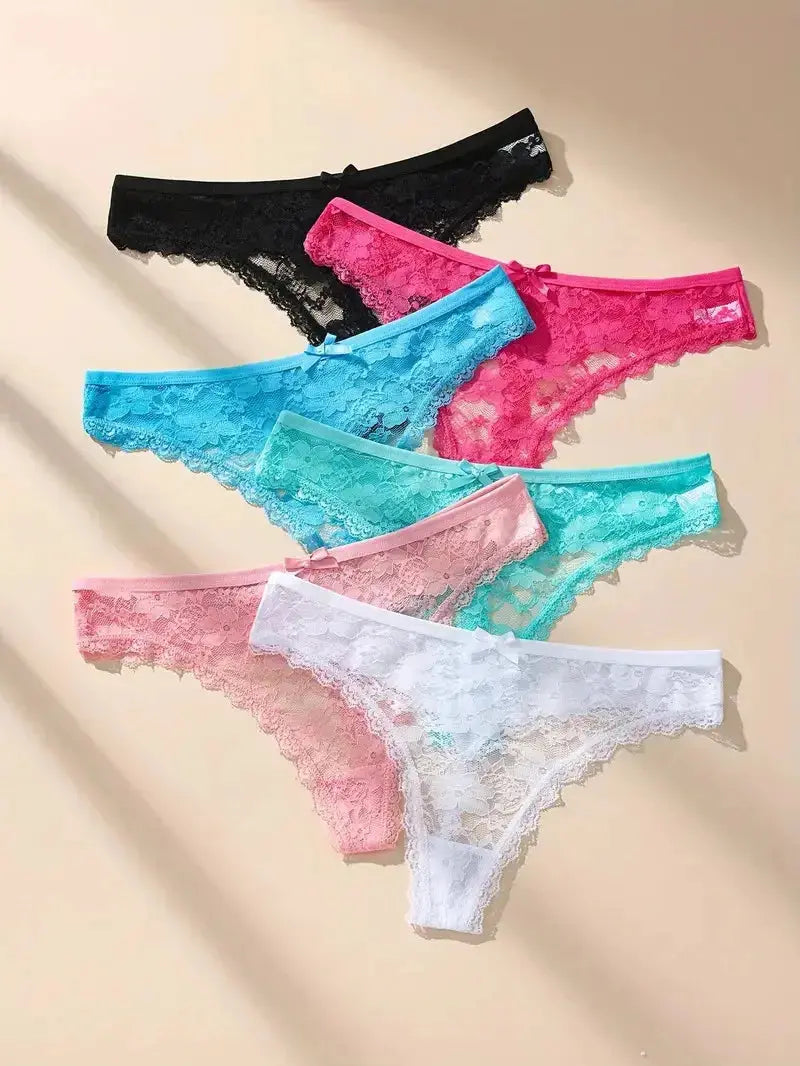 3Pcs Sexy Lace Women Thongs Transparent Women Panties Sexy Underwear Solid Floral G-String Size XS-XL Female Underpants Lingerie luxecrown.co.uk