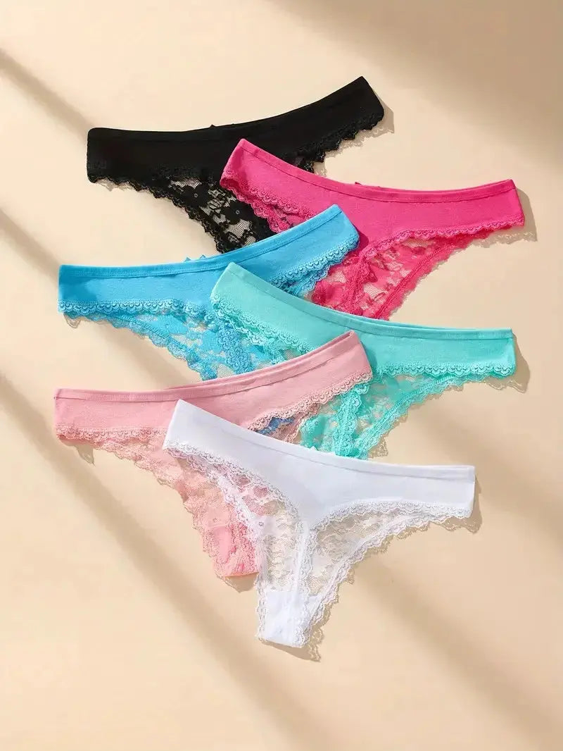 3Pcs Sexy Lace Women Thongs Transparent Women Panties Sexy Underwear Solid Floral G-String Size XS-XL Female Underpants Lingerie luxecrown.co.uk