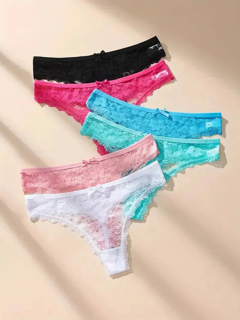 3Pcs Sexy Lace Women Thongs Transparent Women Panties Sexy Underwear Solid Floral G-String Size XS-XL Female Underpants Lingerie luxecrown.co.uk